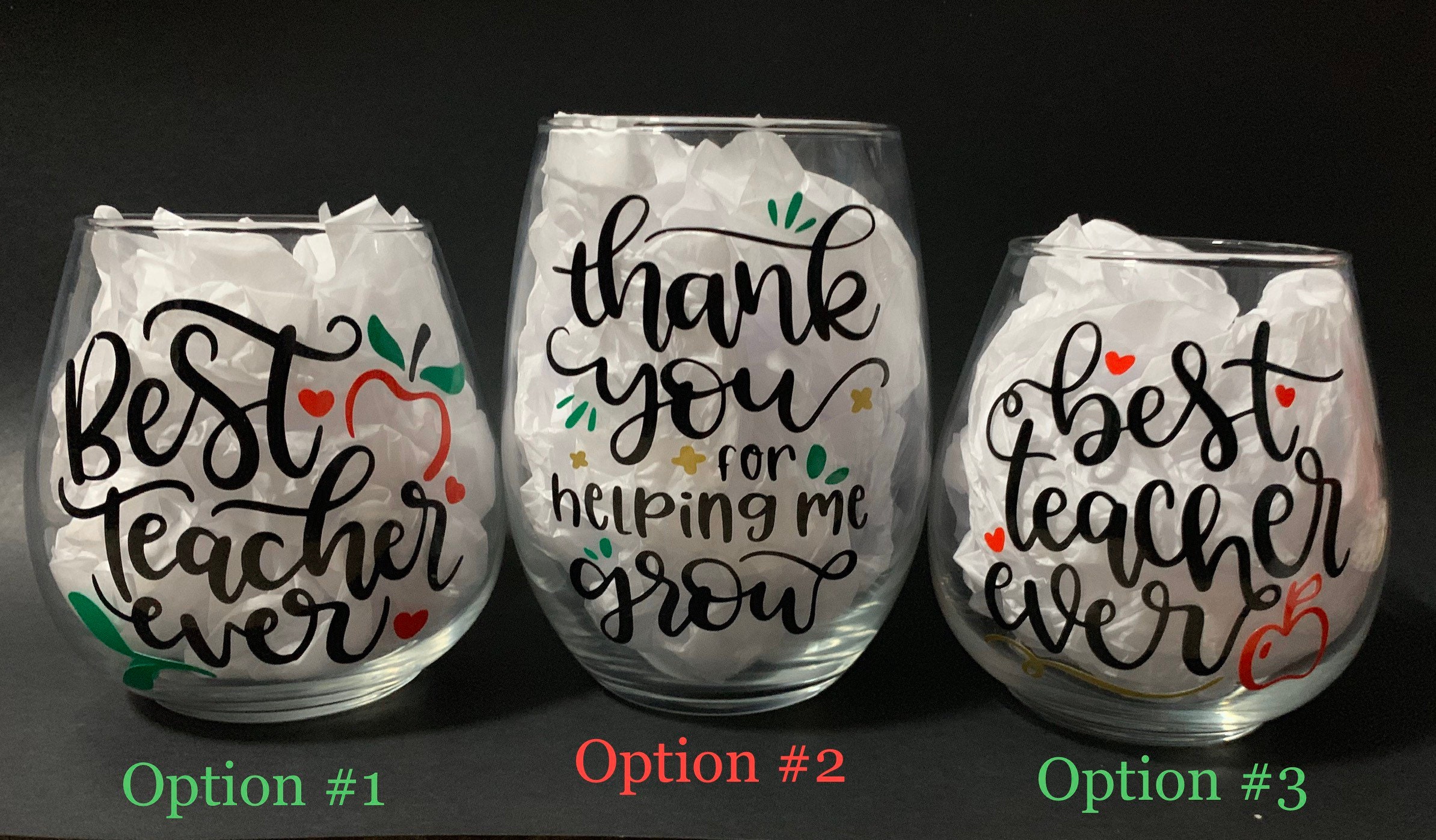 BEST TEACHER Wineglass Teacher Appreciation Present Stemless Etsy