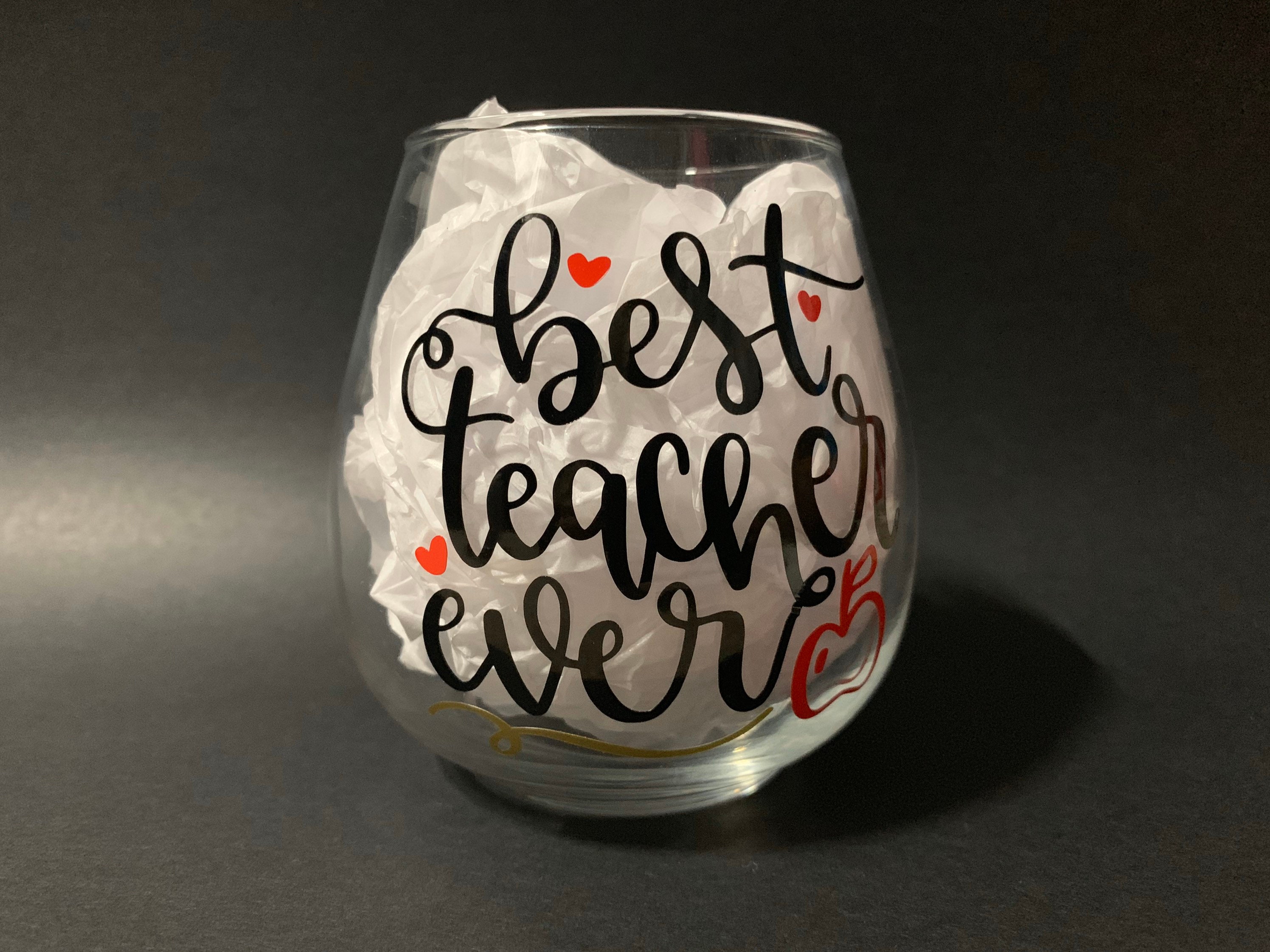 BEST TEACHER Wineglass Teacher Appreciation Present Stemless Etsy