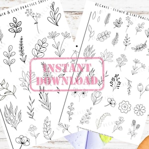 Hojas de práctica de glaseado real para principiantes / Aprende a decorar con manga pastelera en casa / PDF de práctica de decoración de galletas / Plantillas florales y de hojas