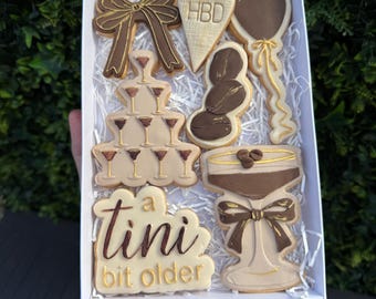Funny Martini Birthday Cookies: 'A Tini Bit Older' Adult Party Treats