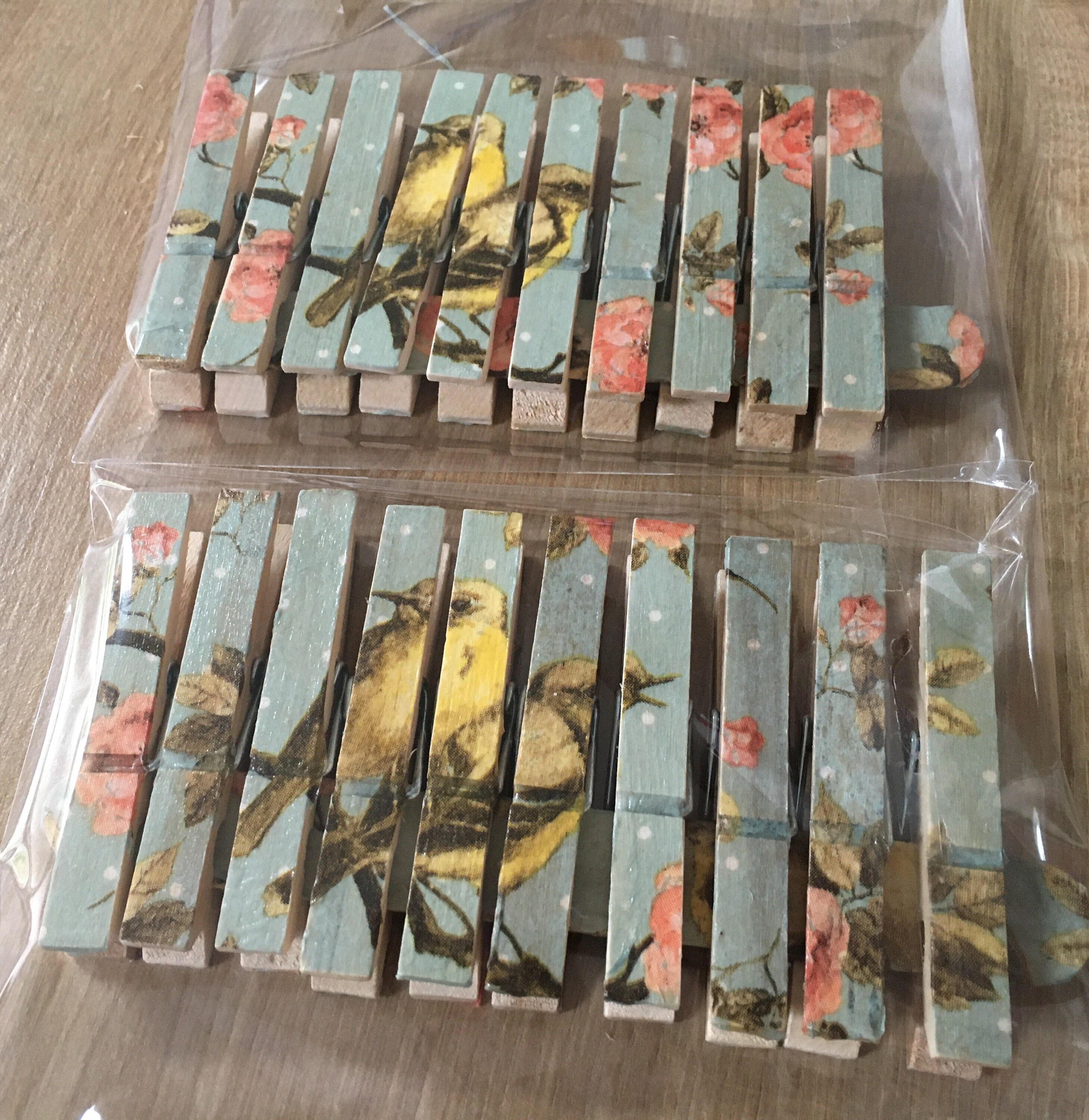 Vintage Style Clothespin Clothes Pegs Birds Flowers 20 Etsy