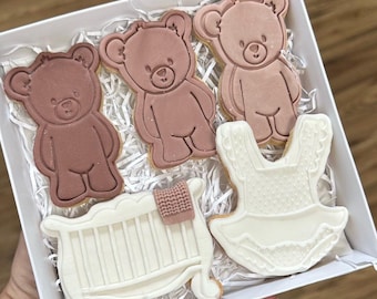 Welcome Baby Sugar Cookies Gift Set | Personalised Baby Shower Biscuits | New Baby Gift Box | Handmade Decorated Cookies