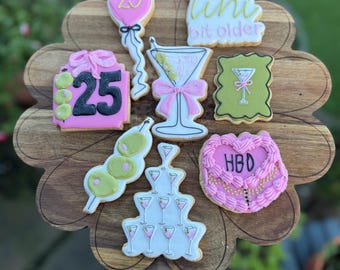 Funny Martini Birthday Cookies: 'A Tini Bit Older' Adult Party Treats