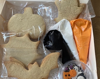 Halloween-kakdekorationssats: 8 kakor, Royal Icing, strössel (gör-det-själv-aktivitet)