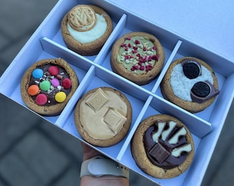 6x Deep Dish Cookies | NYC Stuffed Cookie Box | Loaded Cookie Pies | Birthday Gift UK | Postal Treat