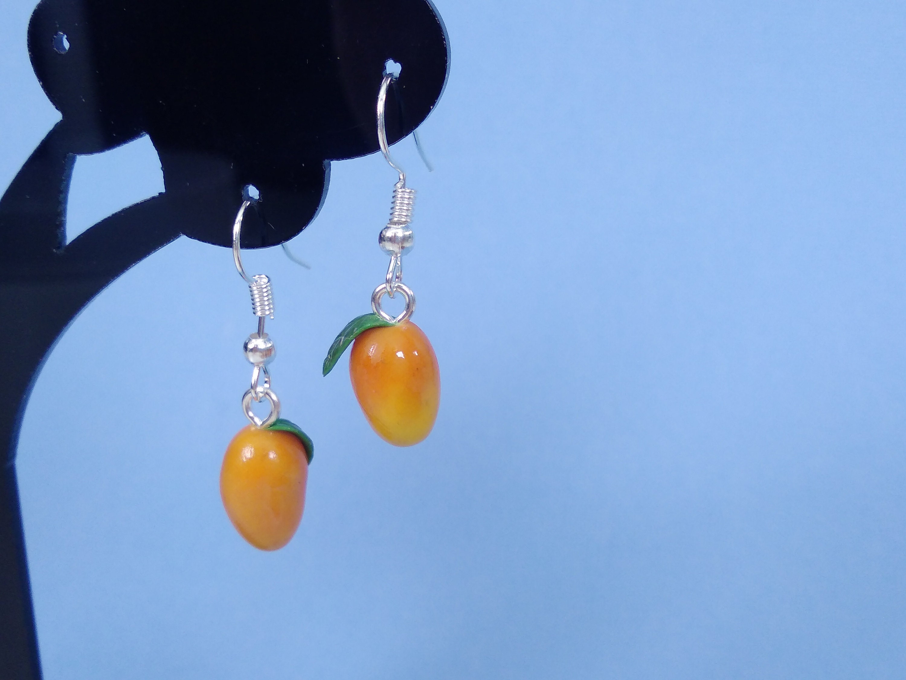 Cute mango earrings dangle fruit polymer clay Etsy