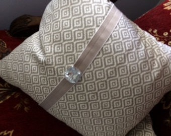Handmade Decorative Designer Grey & White Geometric Pillow Cover with Pillow