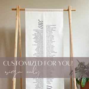 Personalized Wedding Seating Chart Modern Seating Plan for Bride Linen Seating Sign Elegant Wedding Decor Hanging Reception Chart