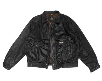 Rare Adidas 1989 Classic Genuine Leather Bomber Jacket
