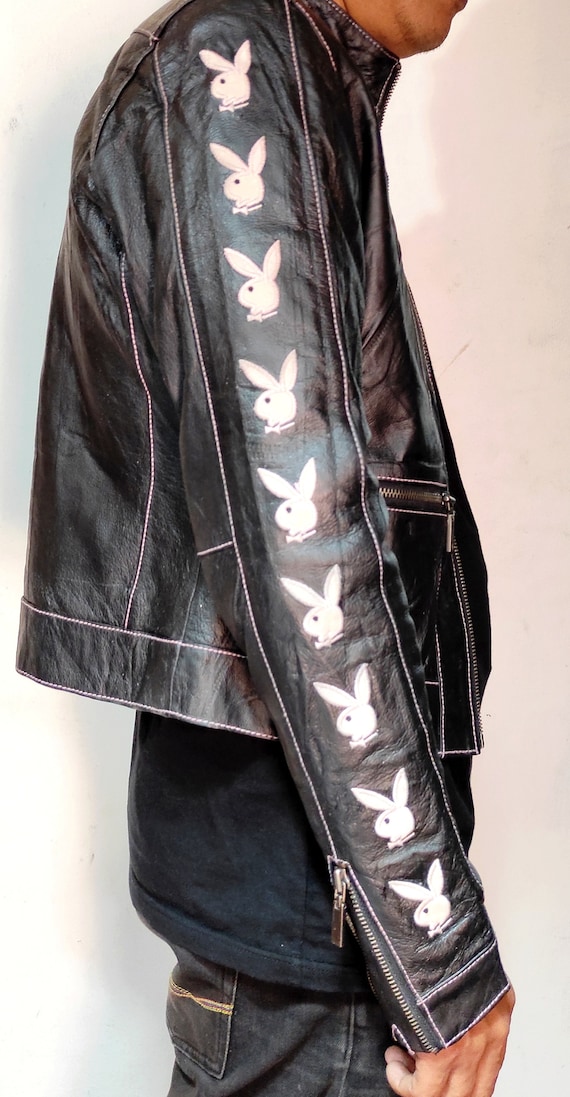 Beautiful Playboy Leather Jacket Embriodered Logo - image 3