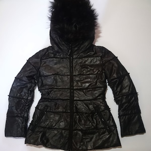 Vintage Anna Biagini Italian Down Leather Jacket Beautiful Design