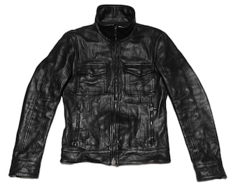 90's PPFM エイジング加工　Riders Jacket VINTAGE Vintage PPFM Japanese Brand Bikers Cropped Trucker Jacket - Etsy