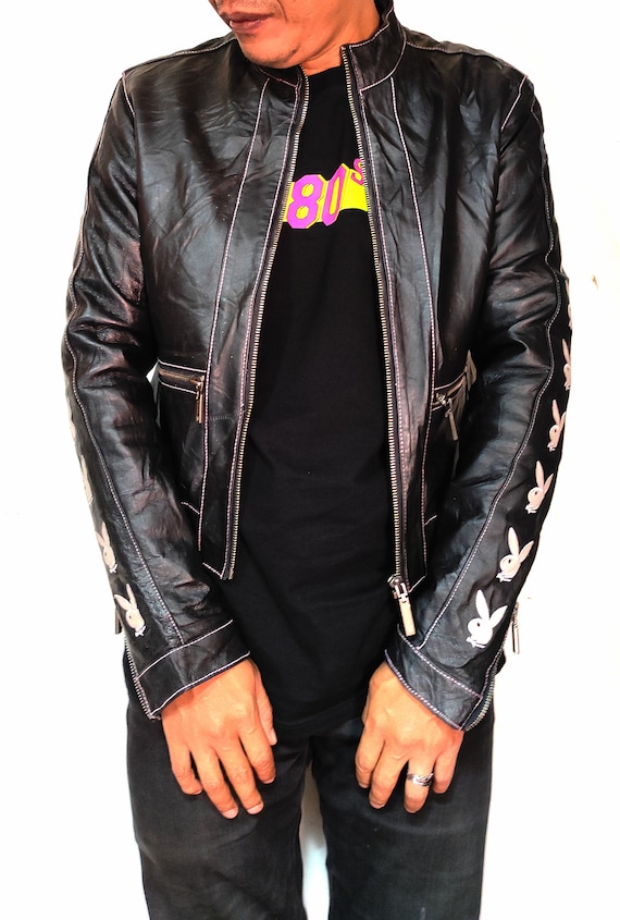 Beautiful Playboy Leather Jacket Embriodered Logo - image 2