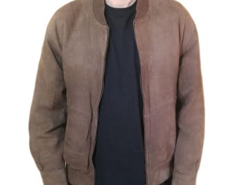 Vintage YSL Suede Leather Bomber Jacket (Medium)