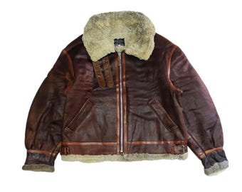 Vintage 90s US Army B3 Bomber Jacket: Sheepskin Leather Flight