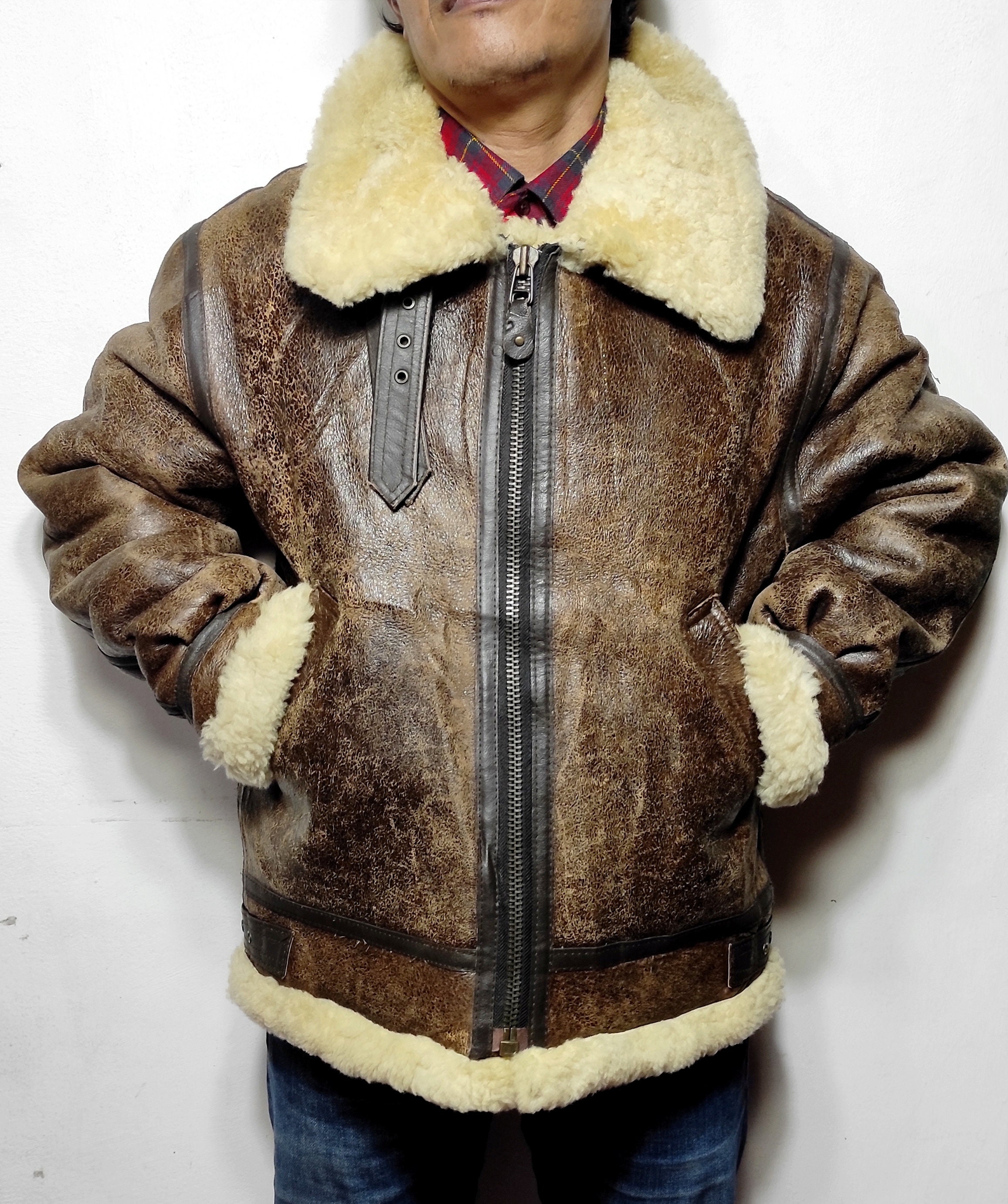 ジャケット・アウター old dog fight b-3 leather jacket Vintage Dog-fight Bomber Jacket Type-b3 - Etsy