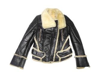 Genuine Leather Shearling Bolero Jacket