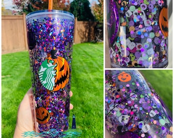 Starbucks Halloween tumbler, snow globe tumbler, Halloween tumbler