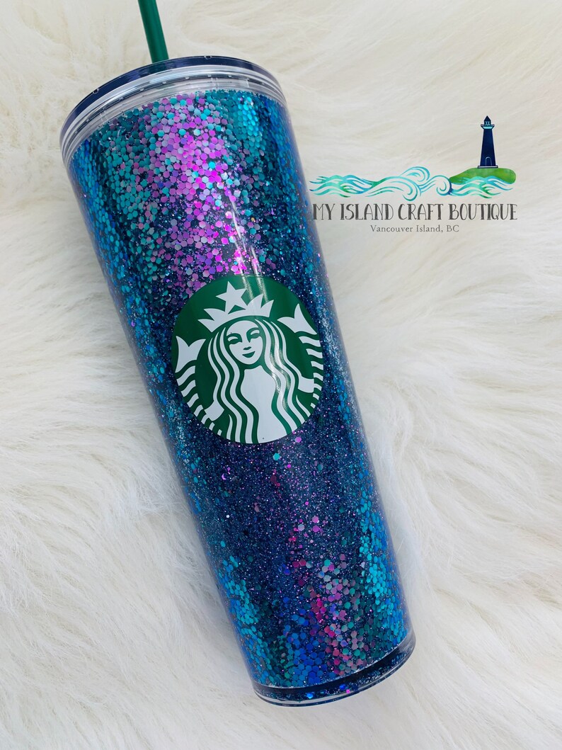 Mermaid Snowglobe Tumbler/starbucks Tumbler/floating Glitter Etsy
