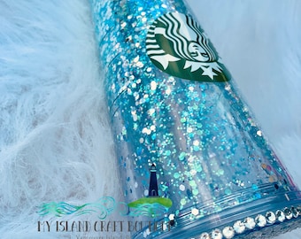 Starbucks snowglobe tumbler/floating glitter tumbler/Starbucks Venti tumbler