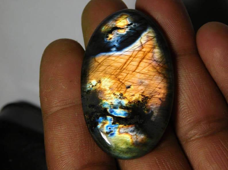 mm Amazing Labradorite Spectrolite Cabochons Spectrolite Gemstone Natural Top Quality Handmade Labradorite Loose Stone 75cts. 48X29
