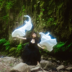 37 inch Silk Fan Set // Moonlight White// Ready to Ship