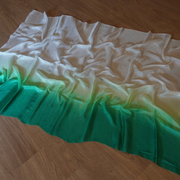 SINGLE 36x57 inch Dancing Veil // 5mm Silk // Spearmint  // for single poi, rope dart, hip wrap, scarf, costume accessory.