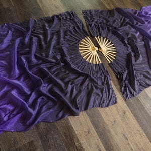 Queen Size Silk Fan Set // 52 inches // OOAK  Witching Hour // 15.5 inch Staves //