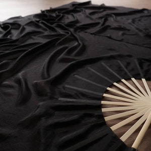 Made to Order // Midnight Black Silk Fans // Queen size staves 15.5 inch // 2-6 week creation time //