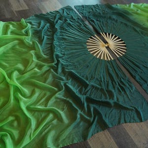 Set di ventagli in seta Queen Size // 52 pollici // Alghe parzialmente UV OOAK // Bastoni da 15,5 pollici