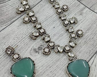 Green Kundan Choker Set: Handmade Meenakari Indian Bridal Jewelry