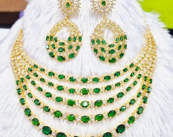 Emerald Green Kundan Necklace Set: Indian Wedding Jewelry