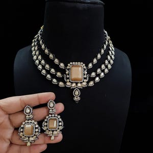High Quality Uncut Polki Kundan Necklace with Earrings/ Wedding Necklace Set/ Sabyasachi Inspired Kundan Jewelry/ Indian Kundan Jewelry