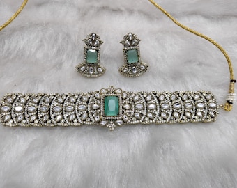 Handmade Kundan Choker Necklace Set: Indian Wedding Jewelry
