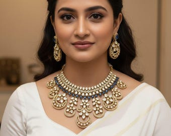 Kundan Bridal Set / Handmade Kundan Choker Necklace/ Wedding Jewelry / Festive Jewellery