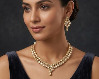 Gargantilla Kundan dorada, joyería nupcial llamativa, collar tradicional de boda indio