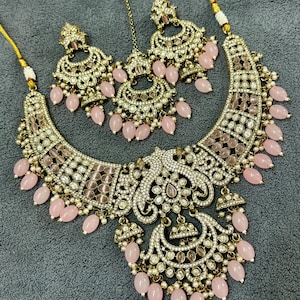 Handmade Kundan Choker Set: Zircon, Brass, Victorian Bridal Jewelry