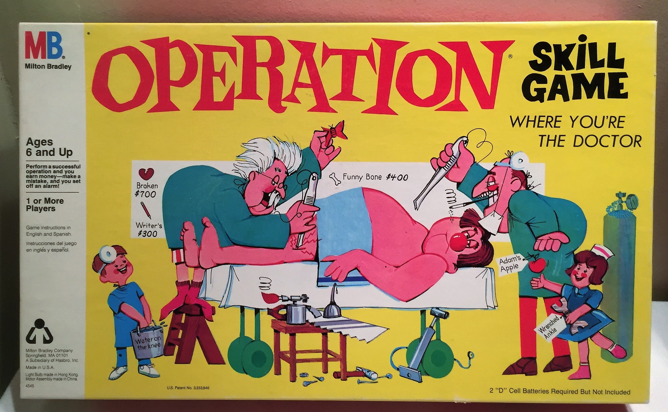 Original Milton Bradley 1967 Operation Game Smoking Doctor Game Working Free Shipping