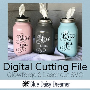 SVG per Cricut e Silhouette per Bless You Decal per barattolo Mason, portafili