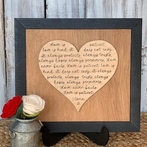 1 Corinthians 13 &quot;Love is&quot; Wedding Sign - Love is Patient Wooden Sign