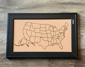 Travel Map of United States, Push Pin USA Map, Family Vacation, Map Tracker