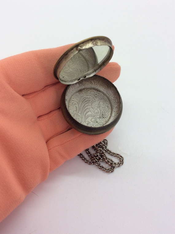 Antique Chatelaine Powder Compact Pendent with mi… - image 6