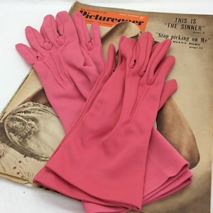 2 pares de guantes vintage rosas talla 7, abolladuras