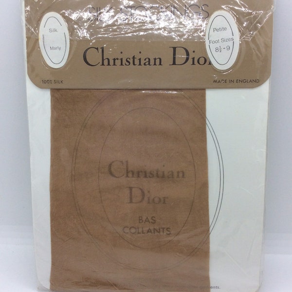 Bas Christian Dior en soie rares vintage très transparents taille 8 1/2 - 9