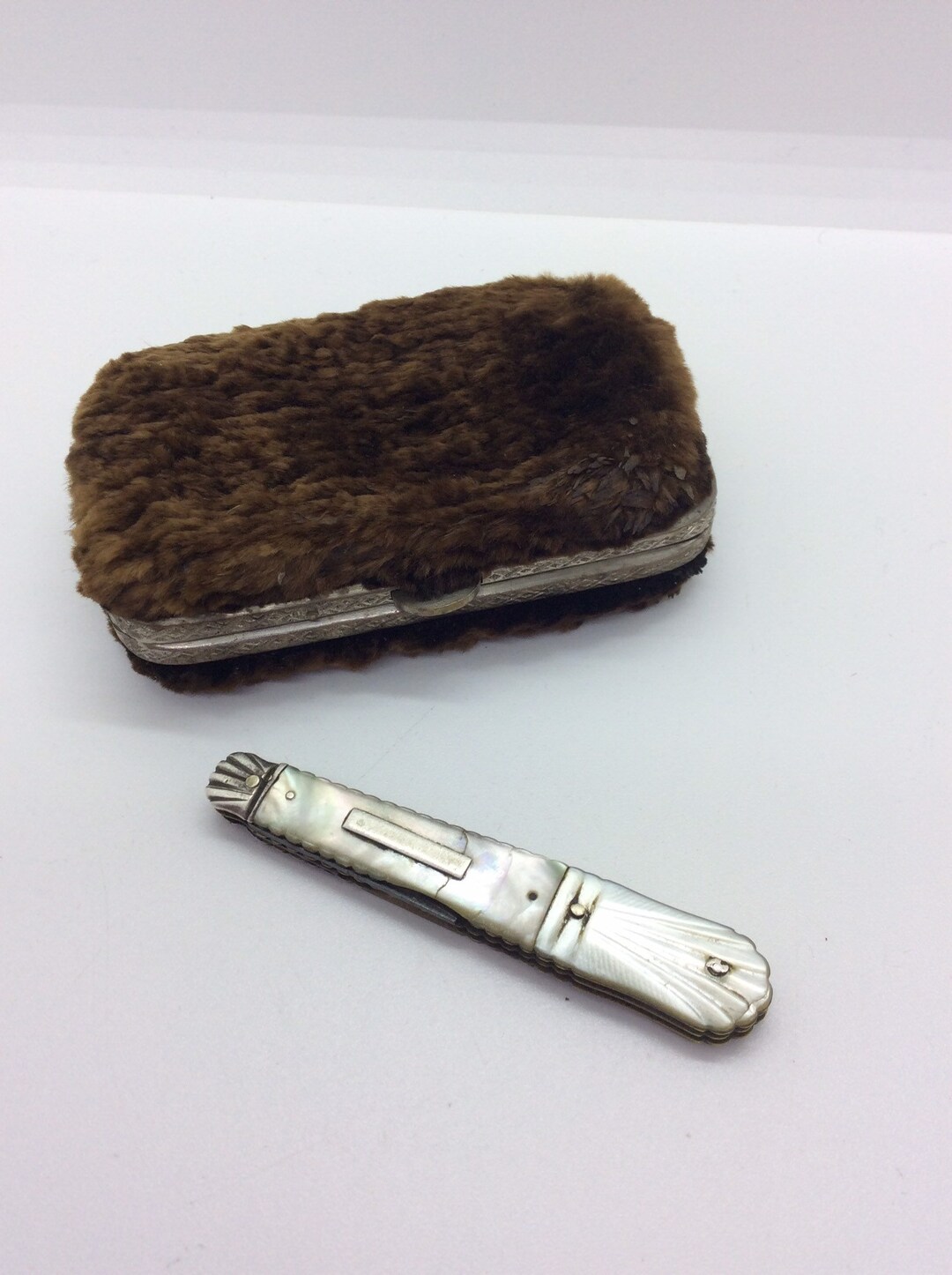 Vintage Victorian Novelty Coin Purse and MOP Fruit Knife Etsy