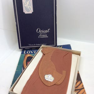 Vintage Orient fully fashioned WW2 Seamed Stockings unused in box