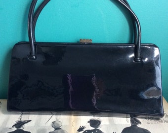 Vintage black Patent Leather Handbag