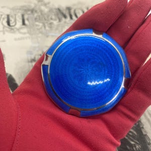 Vintage vibrant blue guilloché enamel Powder Compact
