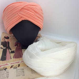 Vintage Peach turban hat and White Turban hat