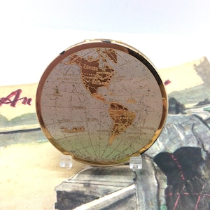 Compact Wandsworth vintage avec carte des États-Unis, du Canada et de l'Argentine